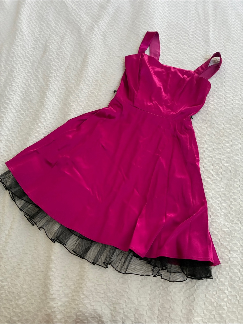 Ruby Rox Fuchsia Party Dress with Black Tulle Trim
